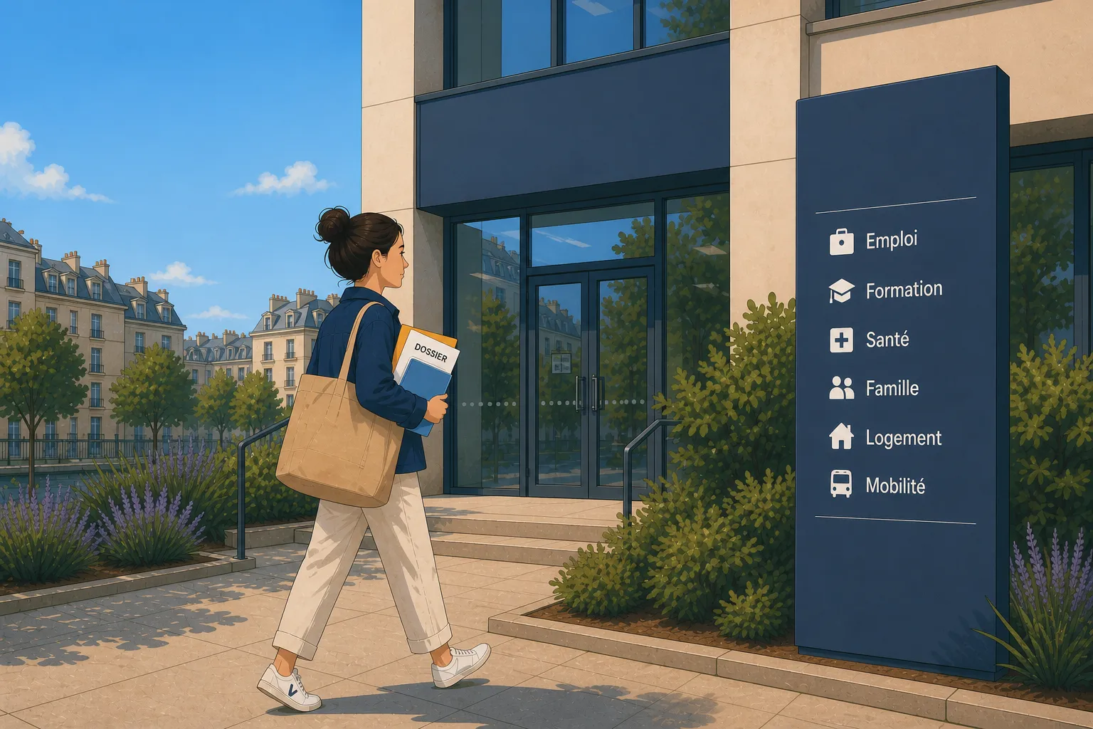 Rentrante d'expatriation préparant ses démarches en France — emploi, formation, santé, famille, logement, mobilité